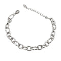 Minimalistisches silberfarbenes Damen-Armband aus Edelstahl mit ovalen Gliedern, Hauptfoto