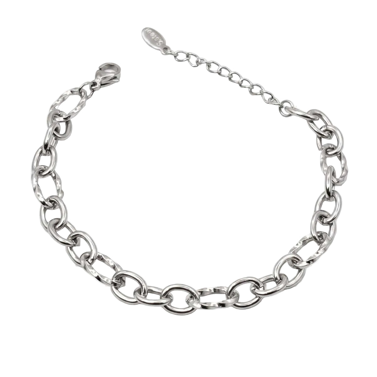 Minimalistisches silberfarbenes Damen-Armband aus Edelstahl mit ovalen Gliedern, Hauptfoto