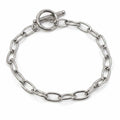 Silberfarbenes Damen-Armband aus Edelstahl mit markanten Kettengliedern und Knebelverschluss, Hauptfoto