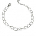 Silberfarbenes Damen-Armband aus Edelstahl mit gemusterten, länglichen Kettengliedern, Hauptfoto