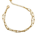 Zweireihiges goldfarbenes Damen-Armband aus Edelstahl im feinen Layering-Look, Hauptfoto