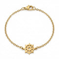 Goldfarbenes Damen-Armband aus Edelstahl mit einem maritimen Steuerrad-Element, Hauptfoto