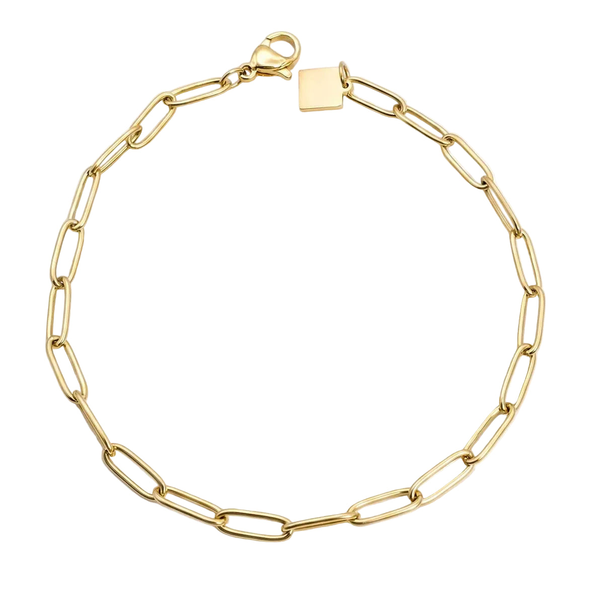 Goldfarbenes Damen-Armband aus Edelstahl mit minimalistisch-modernen, länglichen Kettengliedern, Hauptfoto
