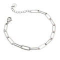 Silberfarbenes Damen-Armband aus Edelstahl mit länglichen, filigran gemusterten Kettengliedern, Hauptfoto