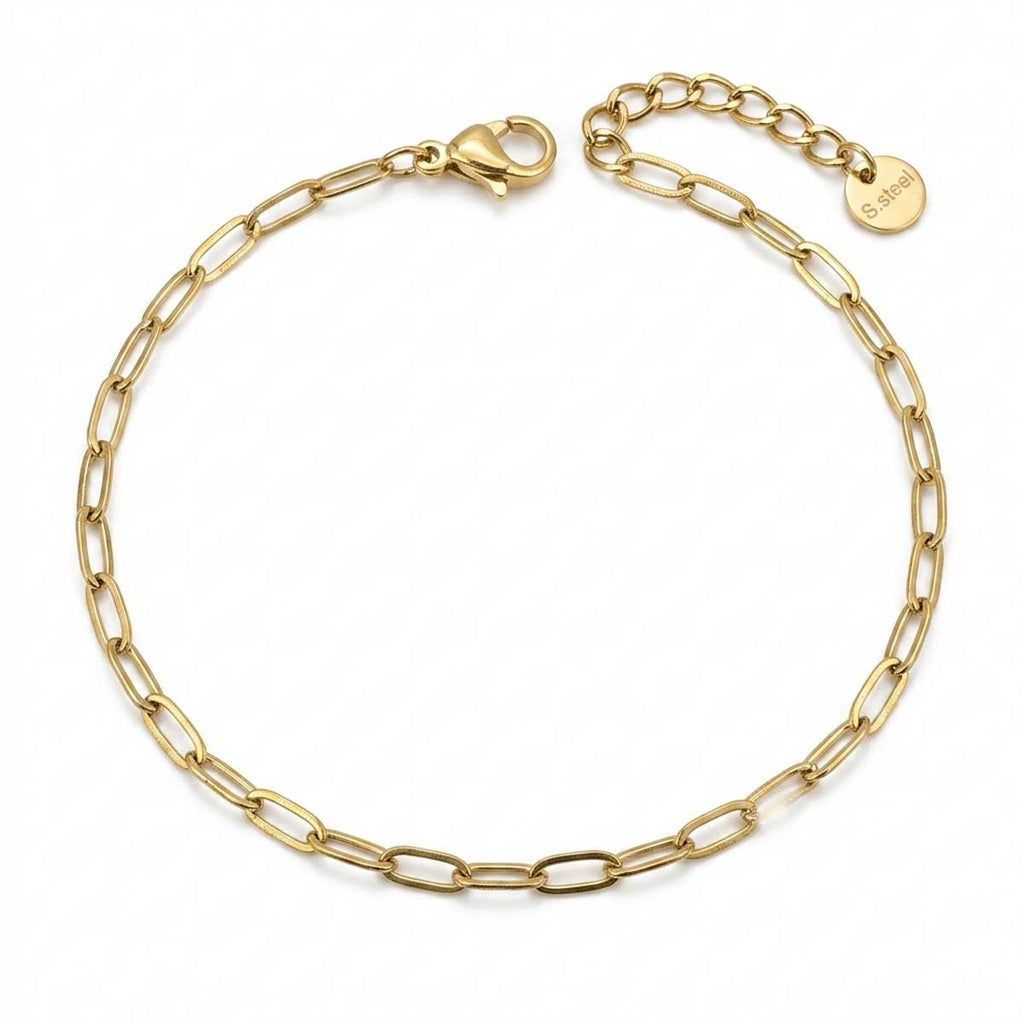 Minimalistisches goldfarbenes Damen-Armband aus Edelstahl mit ovalen Gliedern, Hauptfoto