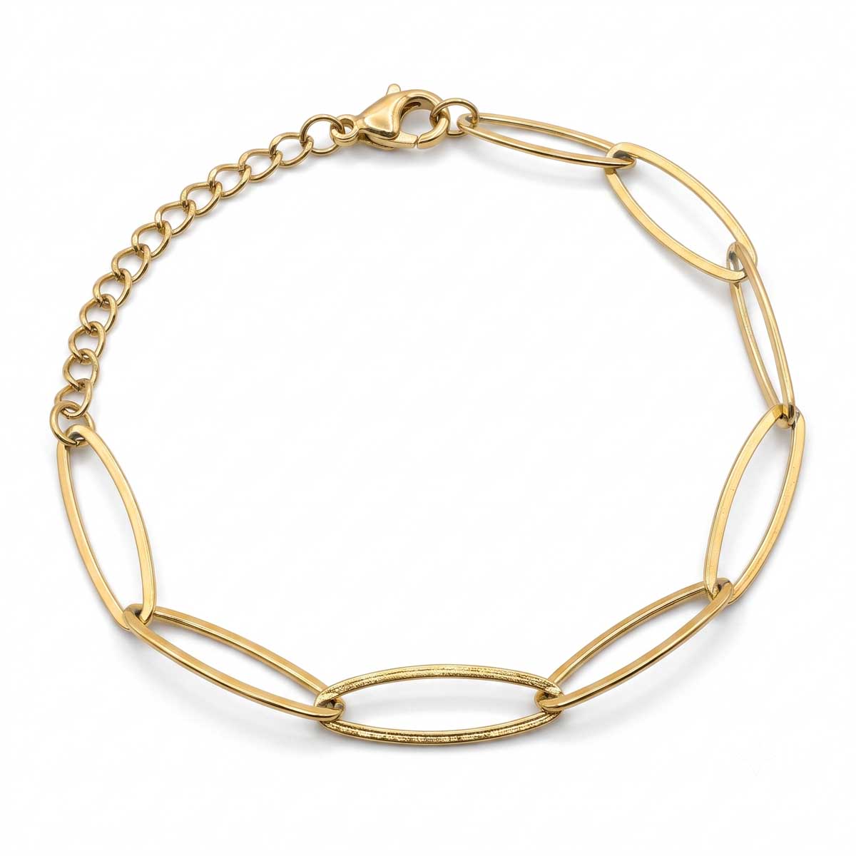 Goldfarbenes Damen-Armband aus Edelstahl mit großen, länglichen Kettengliedern, Hauptfoto
