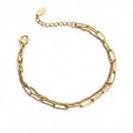 Goldfarbenes Damen-Armband aus Edelstahl aus feiner Doppel Kette, Hauptfoto