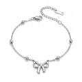 Silberfarbene Damen-Armband aus Edelstahl mit einem Schleifen Anhänger, Hauptfoto