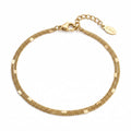 Goldfarbenes Damen-Armband aus Edelstahl mit feiner Doppel Kette, Hauptfoto