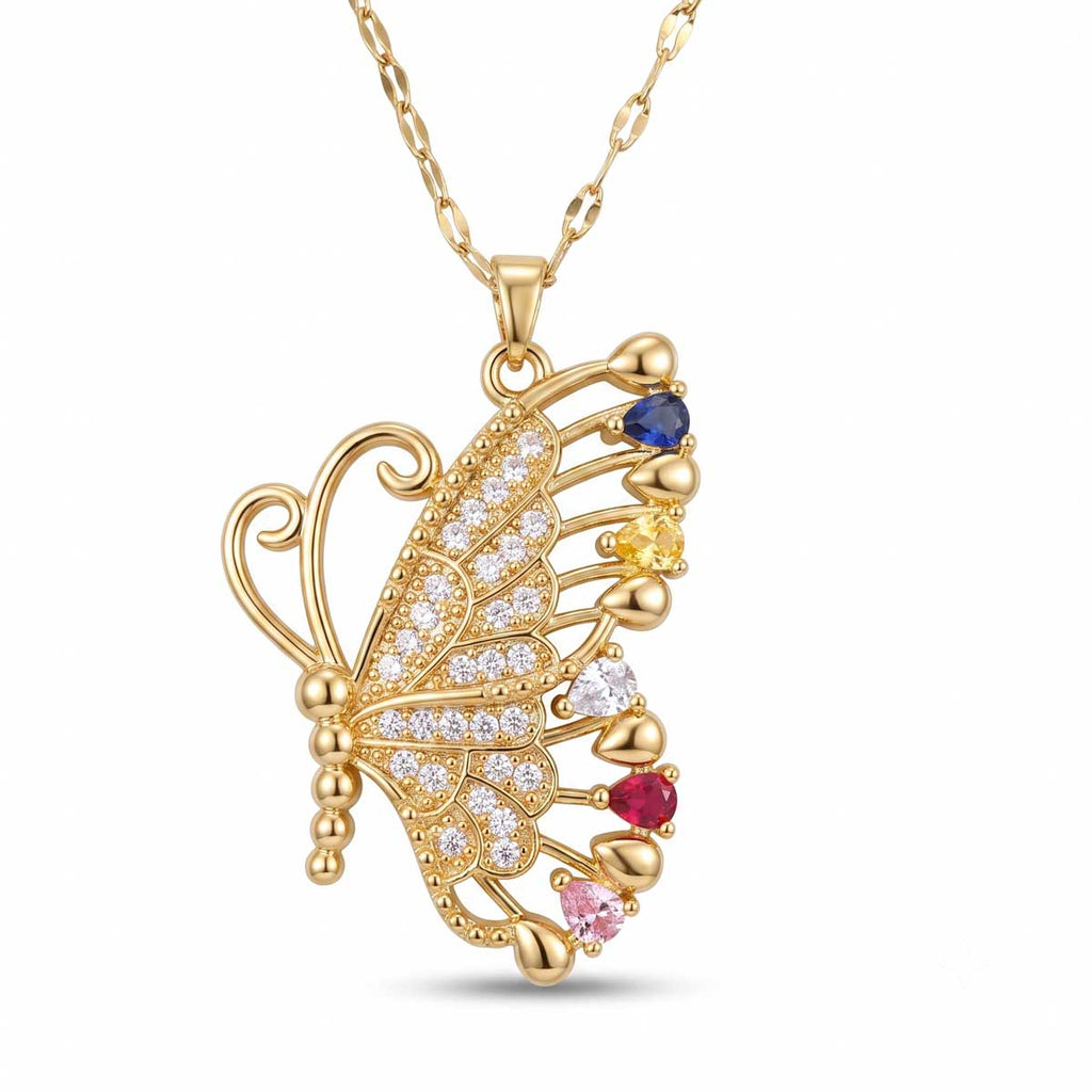 Damen Halskette goldfarben mit großem Schmetterling Anhänger, Hauptfoto.