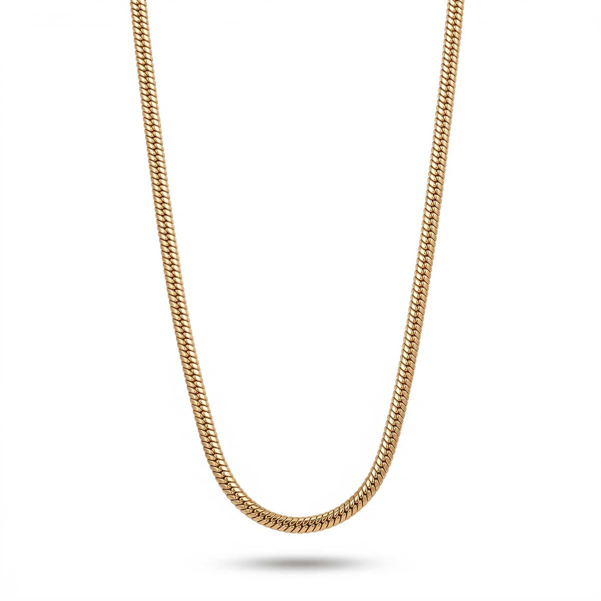 Goldfarbene Edelstahl-Halskette für Damen im minimalistischen, glatten Schlangenketten-Design, Hauptfoto