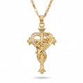 Halskette mit asymmetrischem Herz-Anhänger, Amor-Pfeil und funkelndem Zirkonia-Besatz, Hauptfoto Weißer Hintergrund.