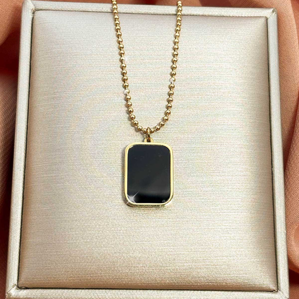 Schwarze Medaillon Halskette