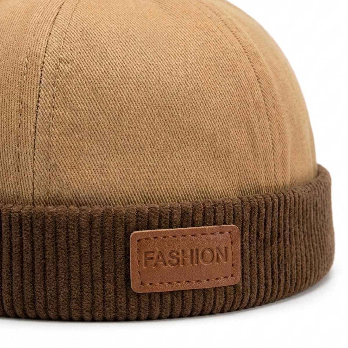 Docker Cap Beige-Braun – Cord Hafenmütze mit Patch