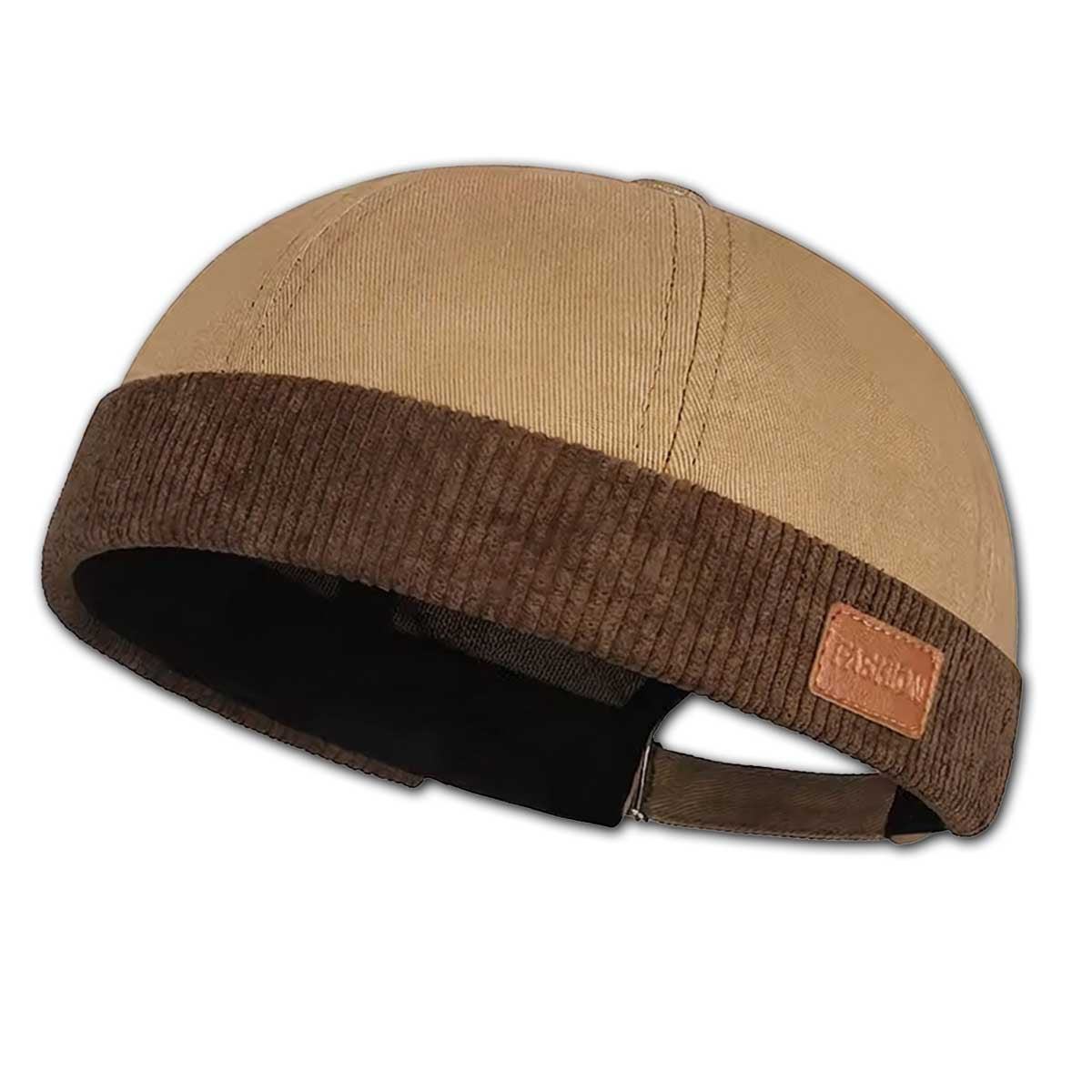 Docker Cap Beige-Braun – Cord Hafenmütze mit Patch