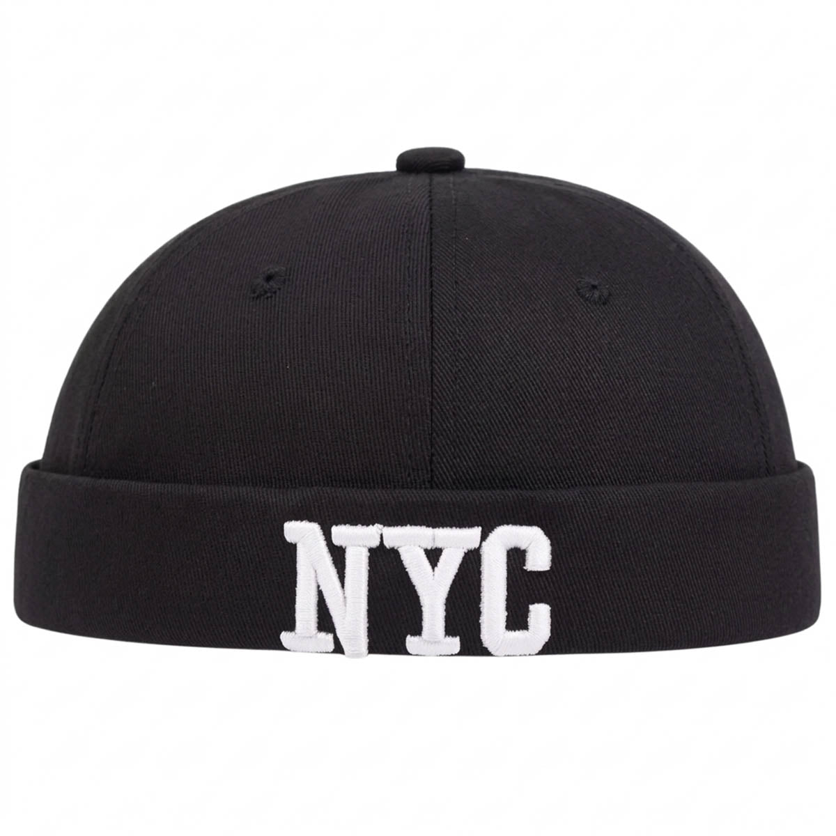 Schwarze NYC Docker Cap – Trendige Hafenmütze mit Stickerei Unisex