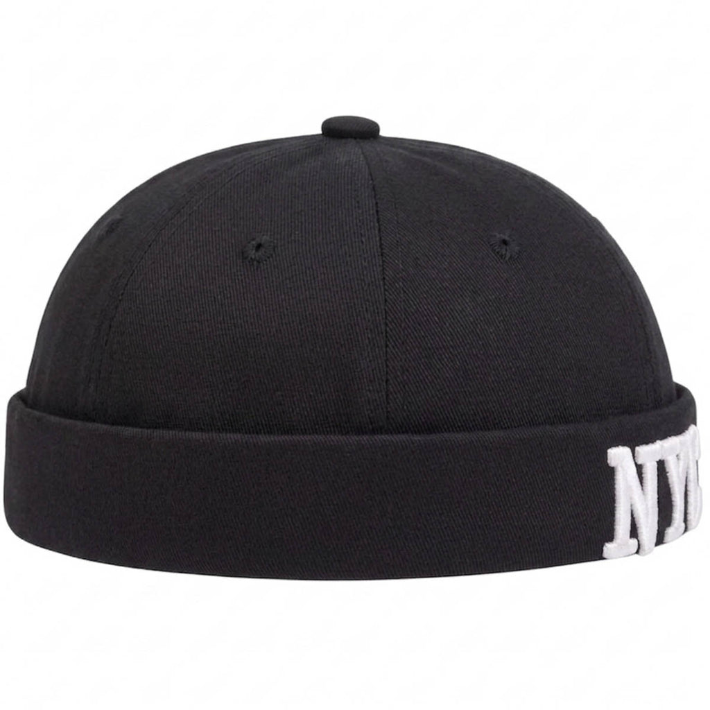 Schwarze NYC Docker Cap – Trendige Hafenmütze mit Stickerei Unisex