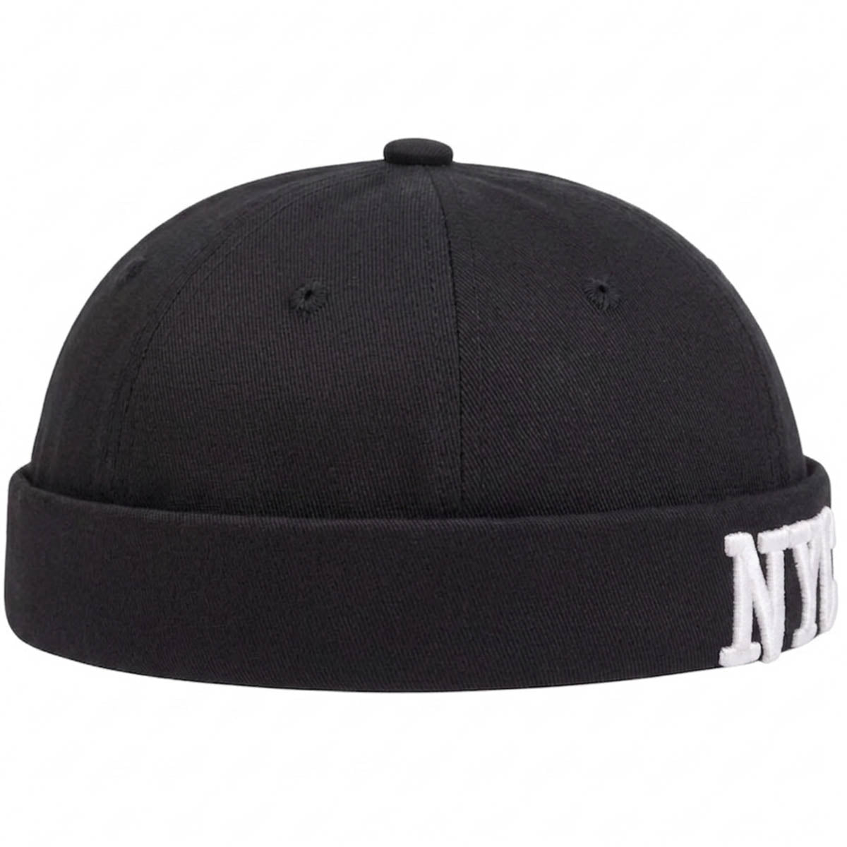 Schwarze NYC Docker Cap – Trendige Hafenmütze mit Stickerei Unisex