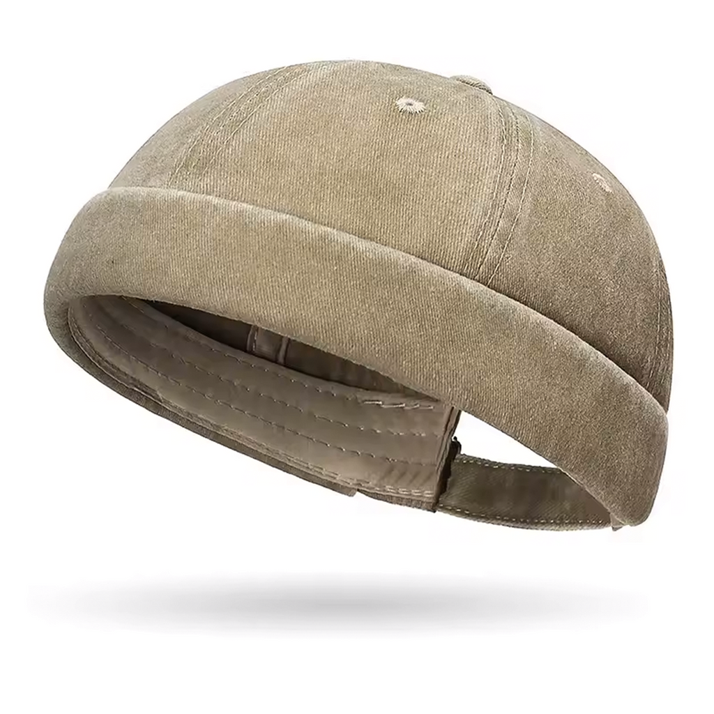 Docker Cap Beige – Washed Hafenmütze aus Baumwolle