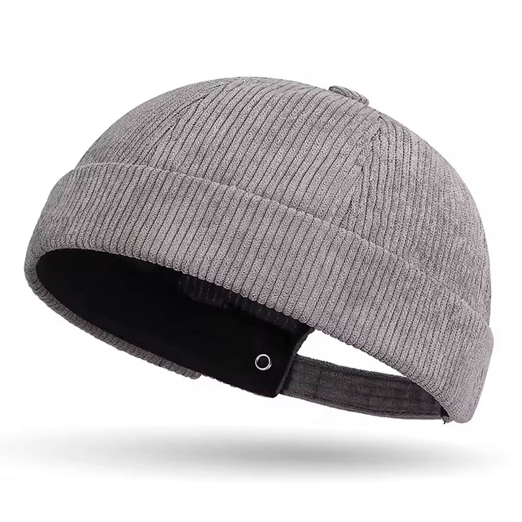 Graue Cord Docker Cap – Trendige Hafenmütze aus Kordsamt Unisex