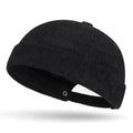 Schwarze Cord Docker Cap – Trendige Hafenmütze aus Kordsamt Unisex