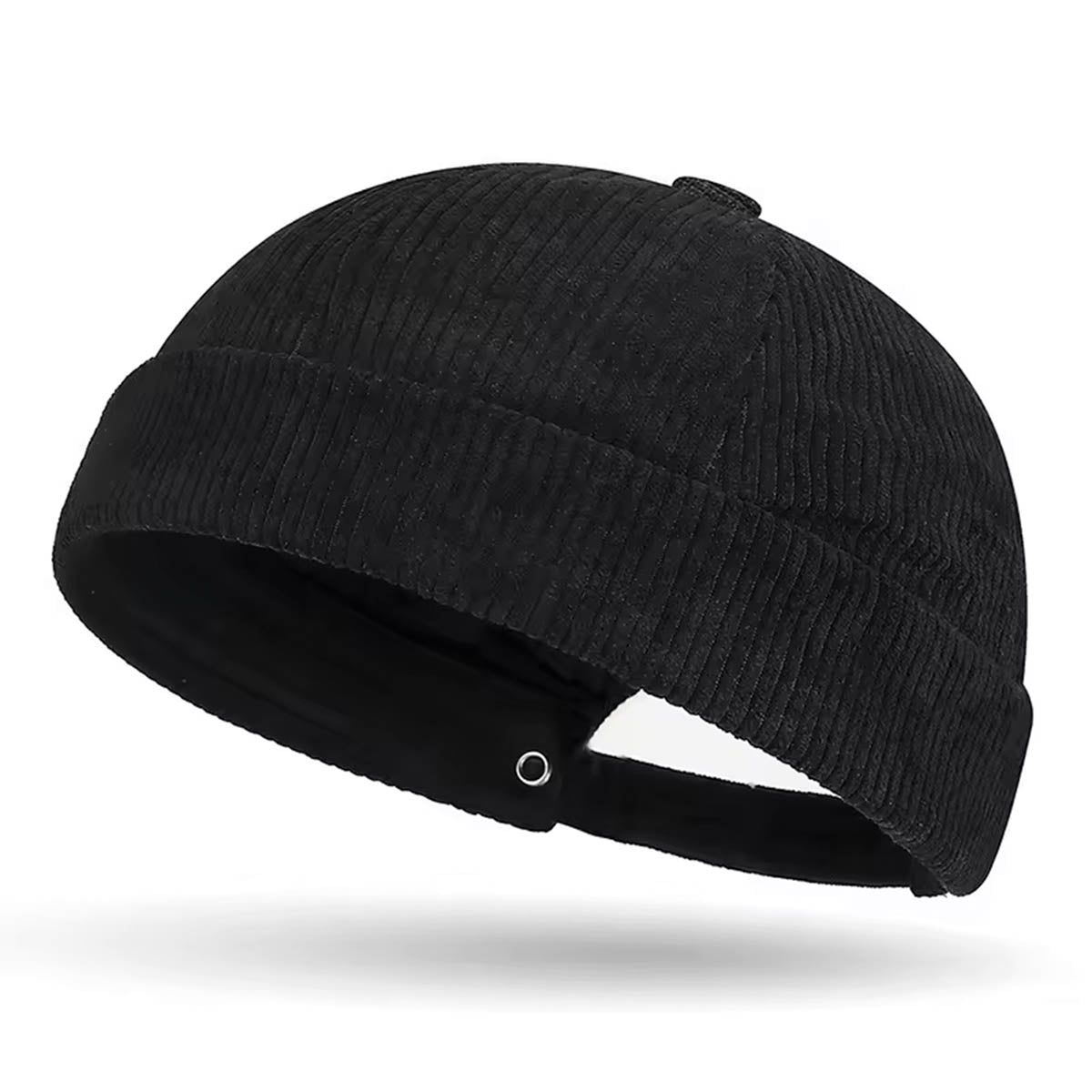 Schwarze Cord Docker Cap – Trendige Hafenmütze aus Kordsamt Unisex
