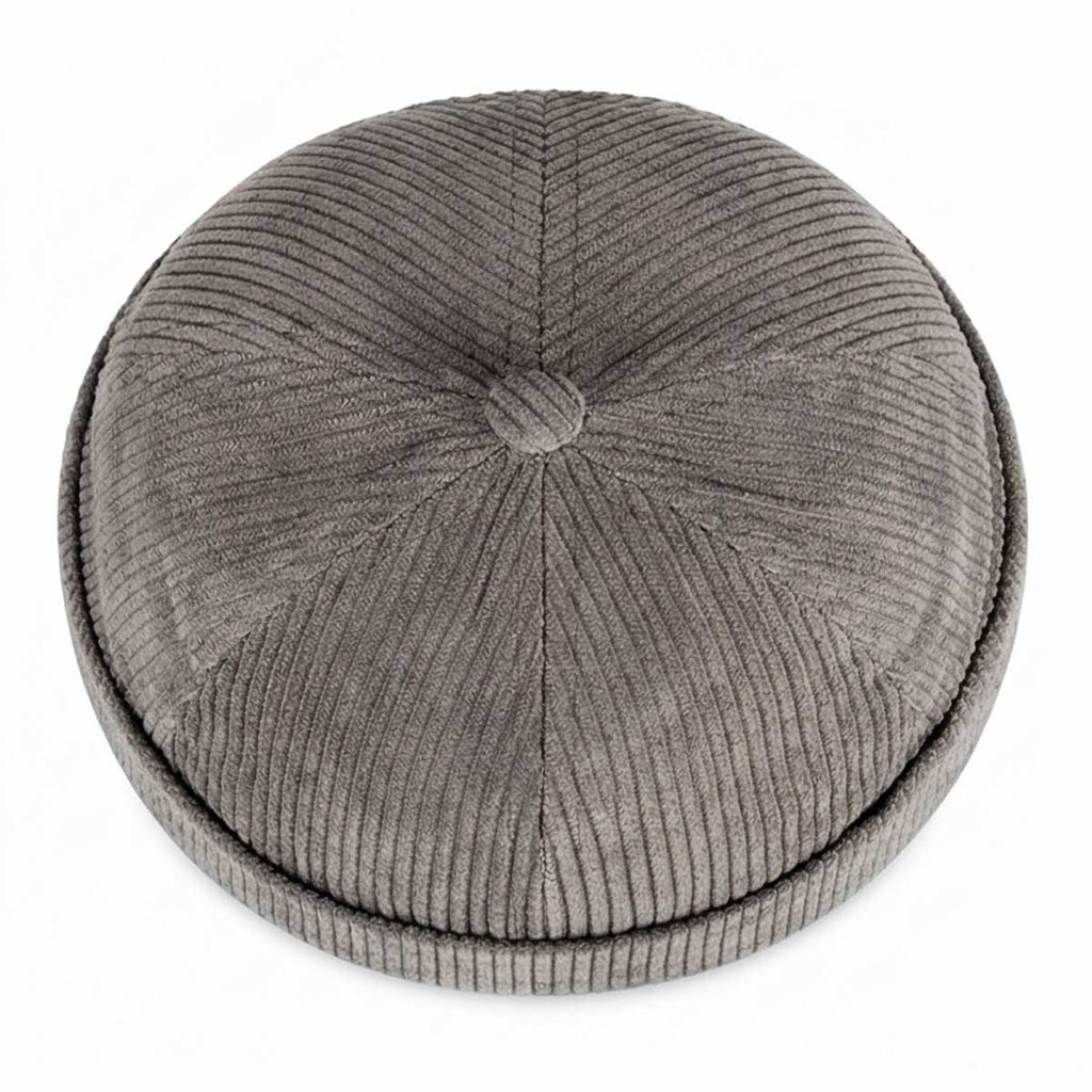 Graue Cord Docker Cap – Trendige Hafenmütze aus Kordsamt Unisex