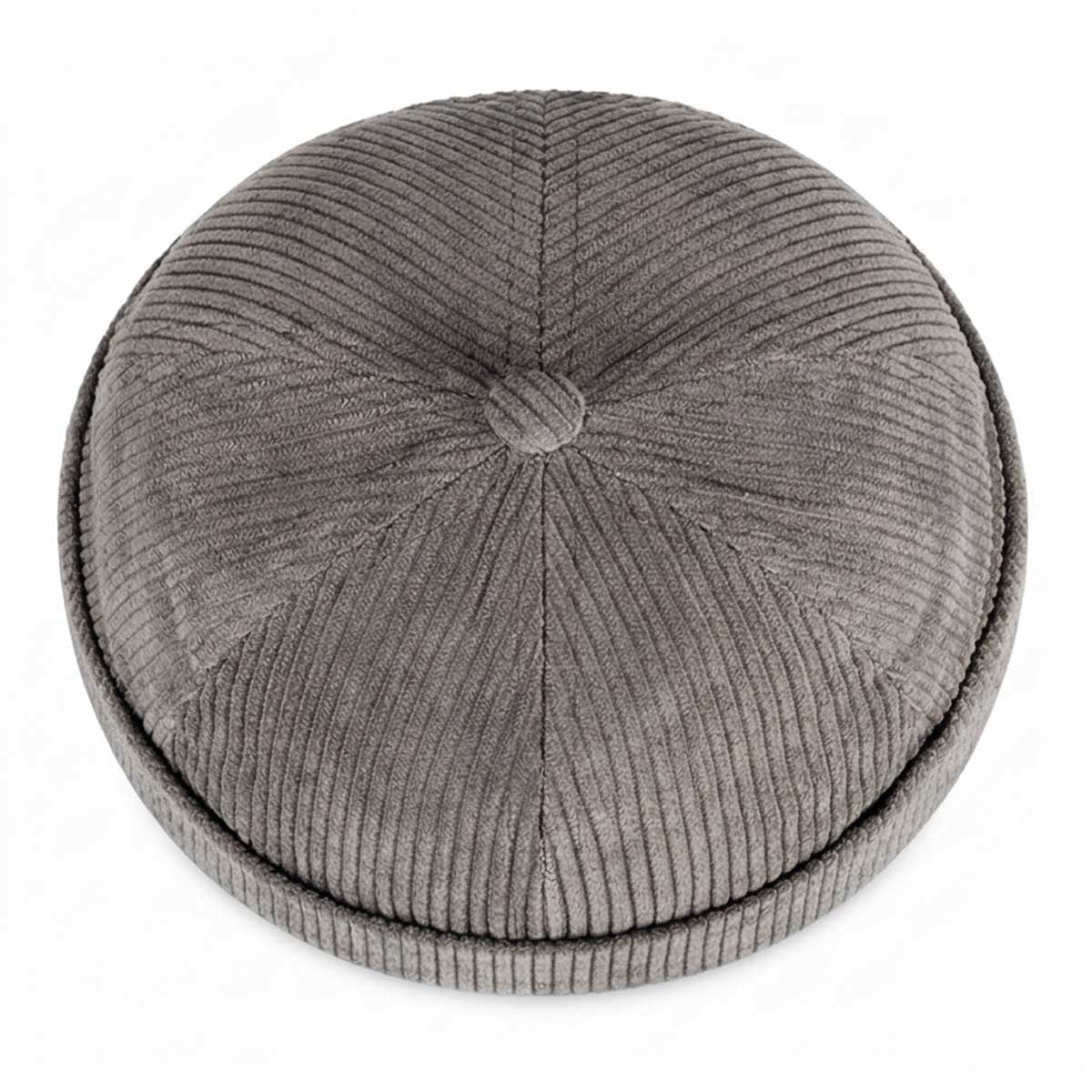 Graue Cord Docker Cap – Trendige Hafenmütze aus Kordsamt Unisex