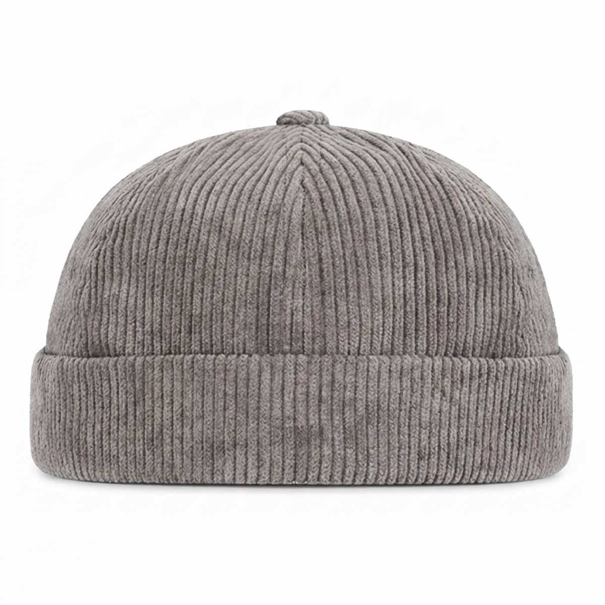 Graue Cord Docker Cap – Trendige Hafenmütze aus Kordsamt Unisex