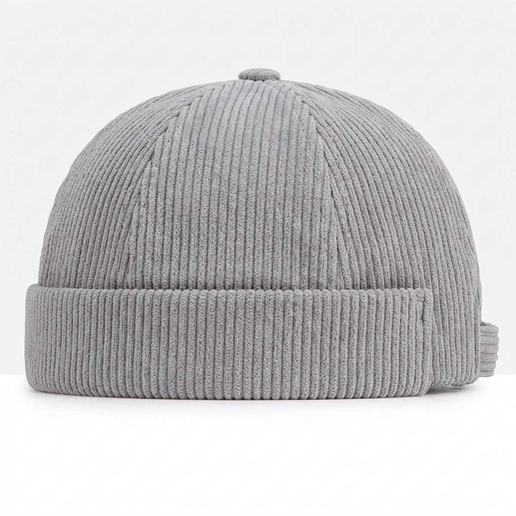 Graue Cord Docker Cap – Trendige Hafenmütze aus Kordsamt Unisex
