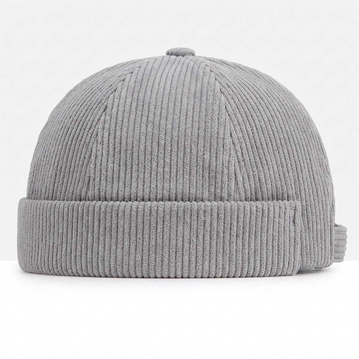 Graue Cord Docker Cap – Trendige Hafenmütze aus Kordsamt Unisex