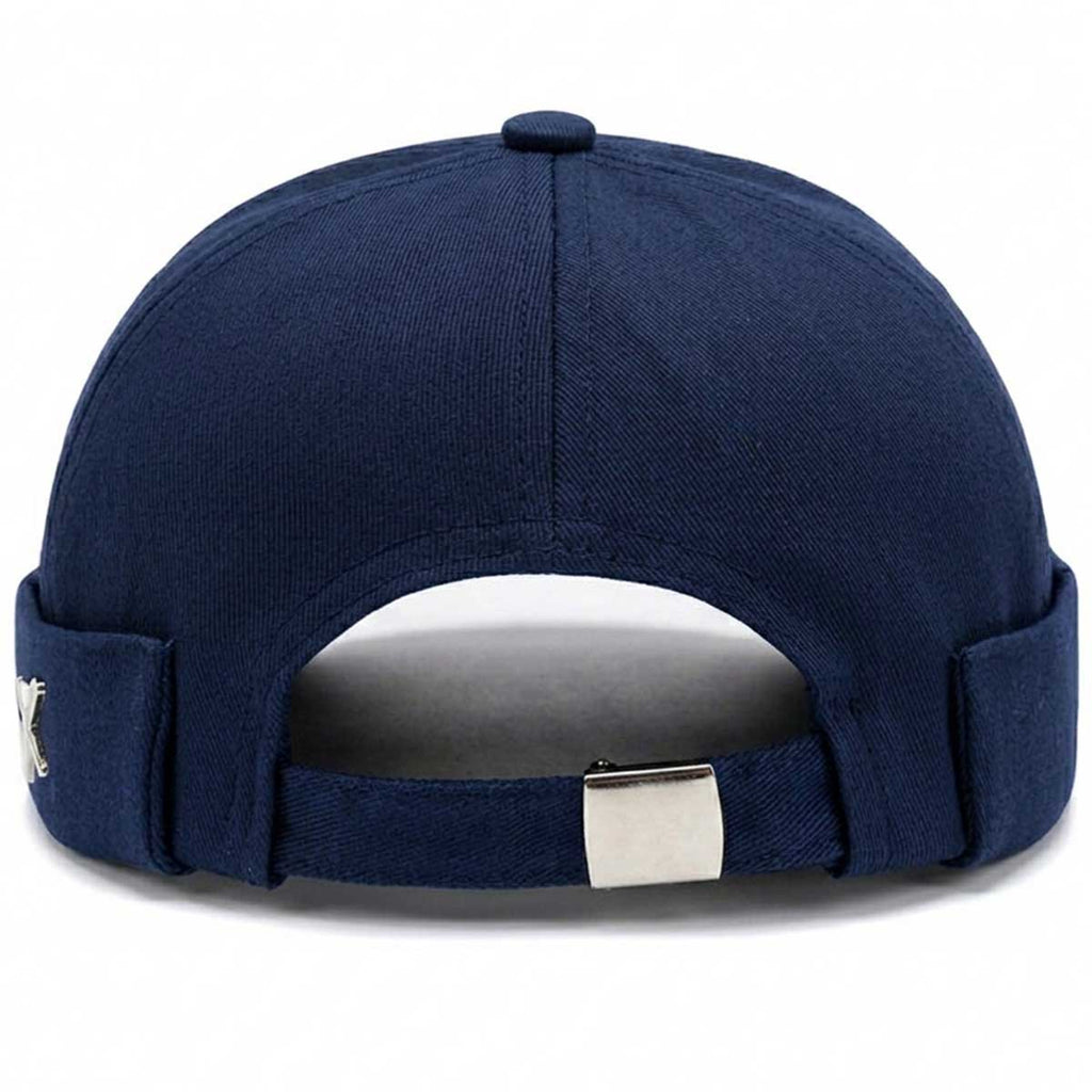 Marineblaue Docker Cap Damen Herren Seemannsmütze ohne Schirm hinten