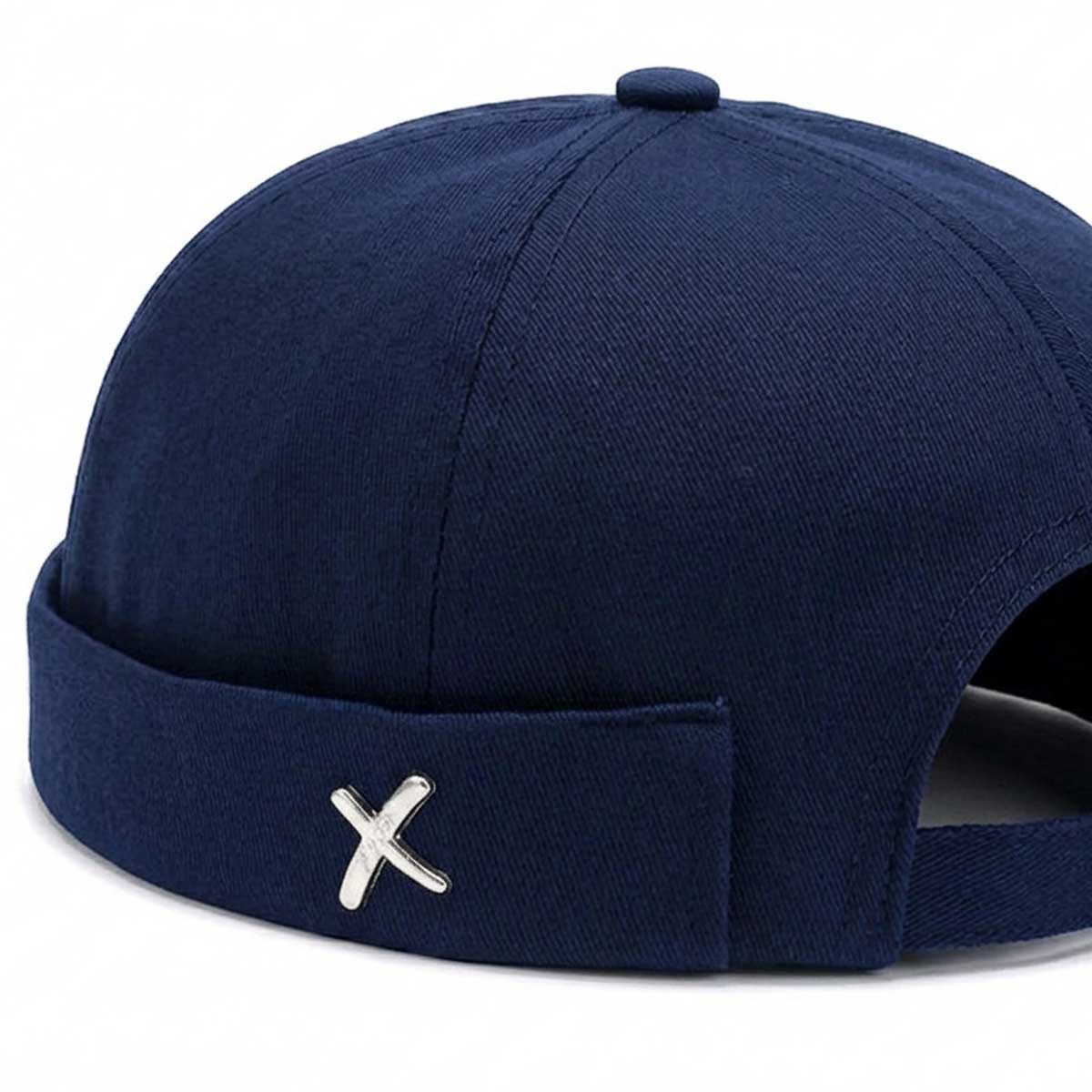 Marineblaue Docker Cap Damen Herren Seemannsmütze ohne Schirm seitlich