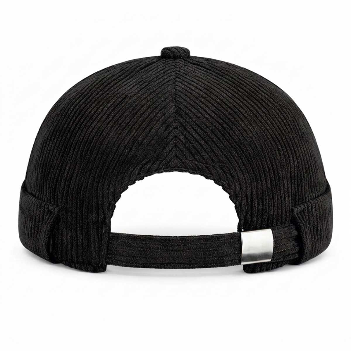 Schwarze Cord Docker Cap – Trendige Hafenmütze aus Kordsamt Unisex
