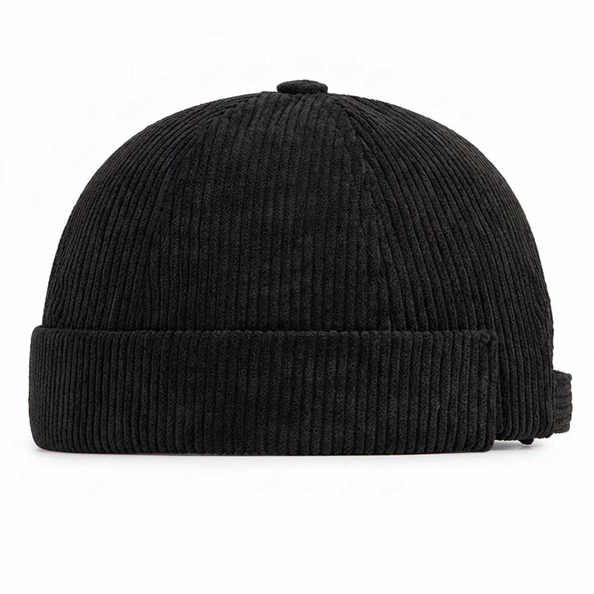 Schwarze Cord Docker Cap – Trendige Hafenmütze aus Kordsamt Unisex