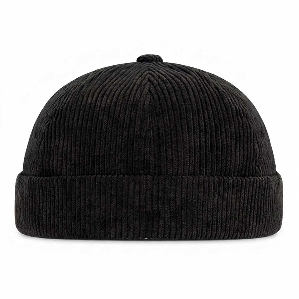 Schwarze Cord Docker Cap – Trendige Hafenmütze aus Kordsamt Unisex