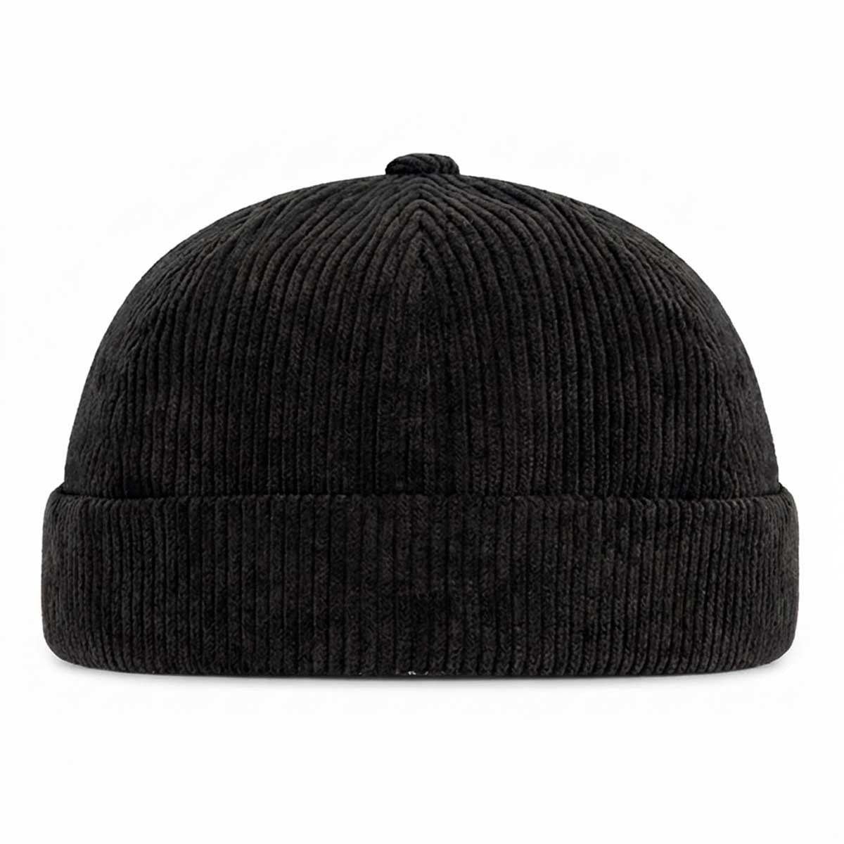 Schwarze Cord Docker Cap – Trendige Hafenmütze aus Kordsamt Unisex