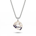 Herren-Kette aus Edelstahl in Silber mit einem runden Anhänger im antiken Porträt-Design, Hauptfoto.