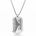 Silberfarbene Edelstahl Herrenkette mit graviertem Dog-Tag-Anhänger im Biker-Stil, Hauptfoto