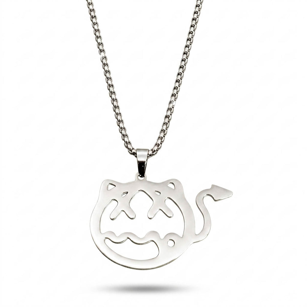 Kreative Herren-Kette aus Edelstahl in Silber mit ausgeschnittenem Teufelchen-Motiv, Hauptfoto