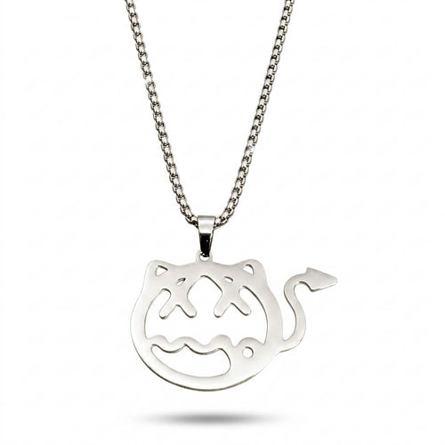 Kreative Herren-Kette aus Edelstahl in Silber mit ausgeschnittenem Teufelchen-Motiv, Hauptfoto