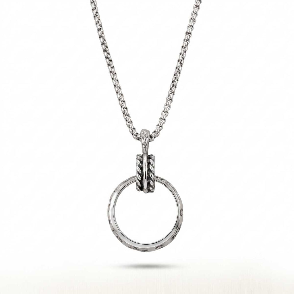 Edelstahl-Herrenkette in Silber mit einem Wikinger Ring Anhänger, Hauptfoto