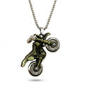 Kreative Herren-Halskette mit detailreichem Motocross-Motorrad-Anhänger aus Edelstahl im Vintage-Design, Hauptfoto